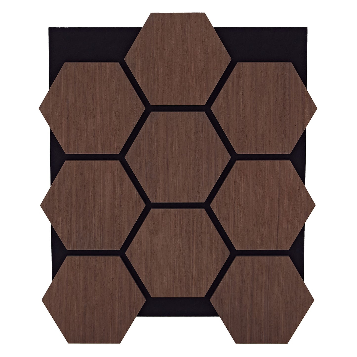 4er Set Akustikpaneele Wandpaneele Hexagon Wabe 76 x 62 cm Braun Walnuss Holz 3D - Palo24