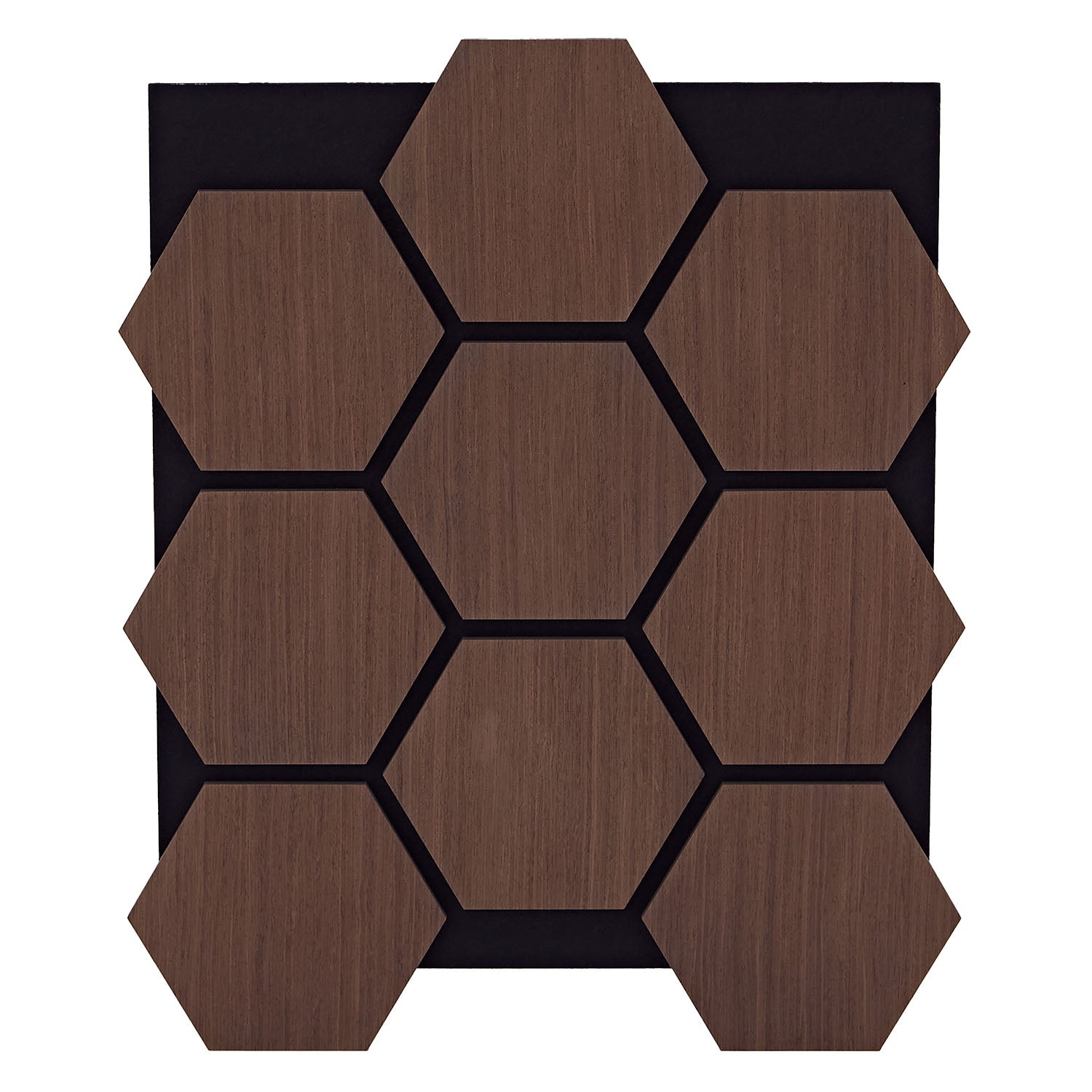 4er Set Akustikpaneele Wandpaneele Hexagon Wabe 76 x 62 cm Braun Walnuss Holz 3D - Palo24