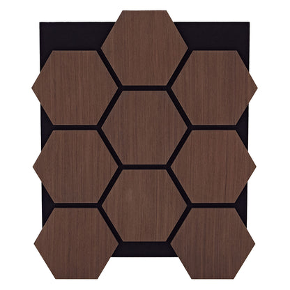 4er Set Akustikpaneele Wandpaneele Hexagon Wabe 76 x 62 cm Braun Walnuss Holz 3D - Palo24