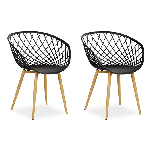 Gartenstuhl mit Armlehnen 2er Set Schwarz Kunststoff Küchenstühle