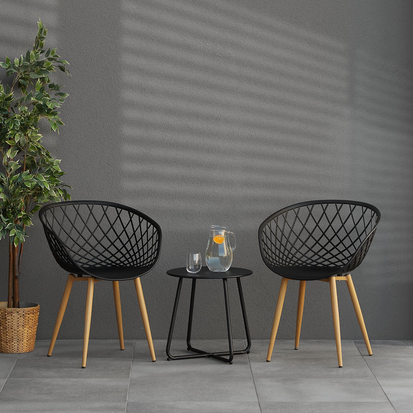 Gartenstuhl mit Armlehnen 4er Set Gartensessel Schwarz Balkonstühle