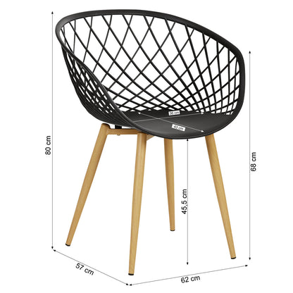 Gartenstuhl mit Armlehnen 4er Set Gartensessel Schwarz Balkonstühle