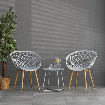 Gartenstuhl mit Armlehnen 2er Set Grau Balkonstühle Kunststoff