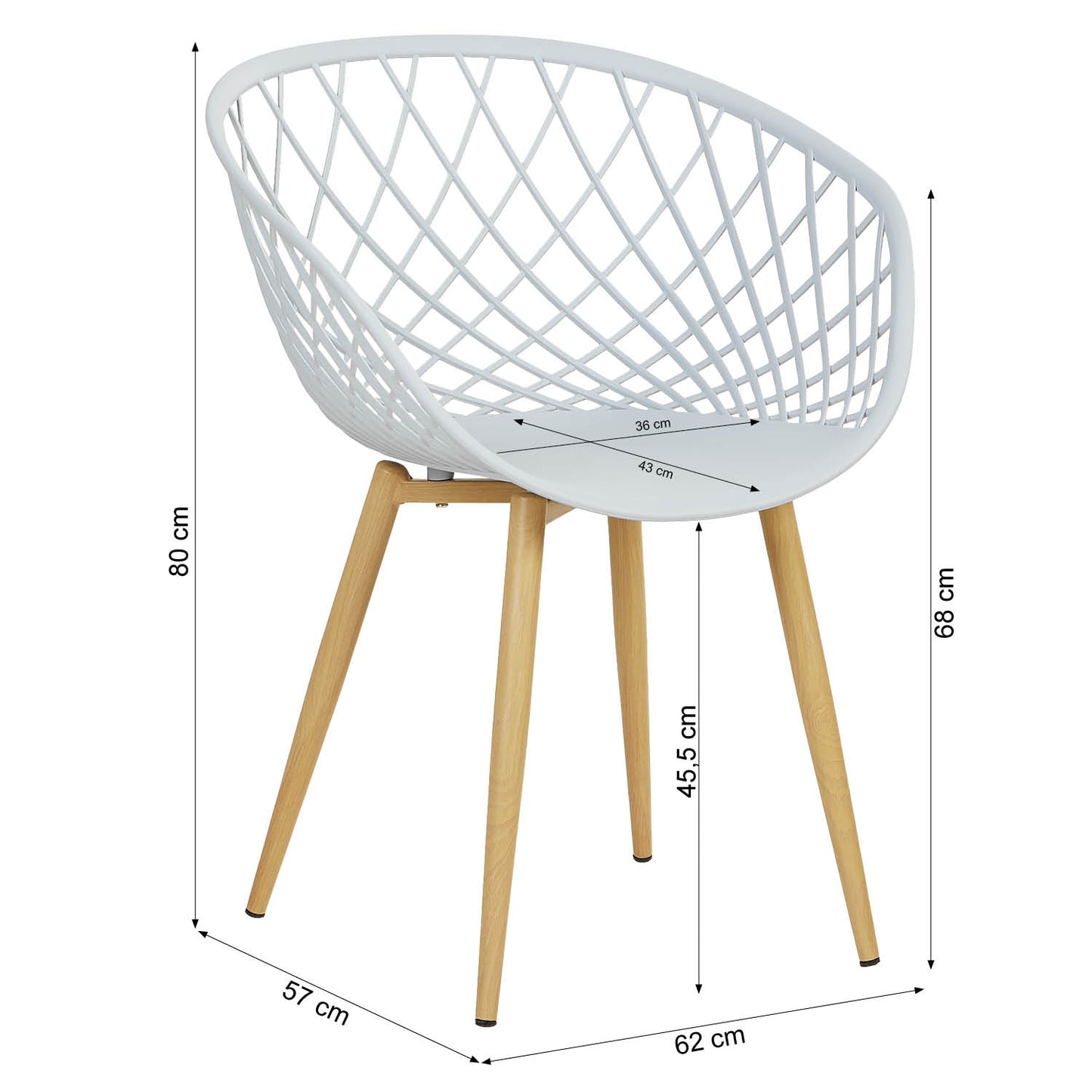 Gartenstuhl mit Armlehnen 2er Set Grau Balkonstühle Kunststoff