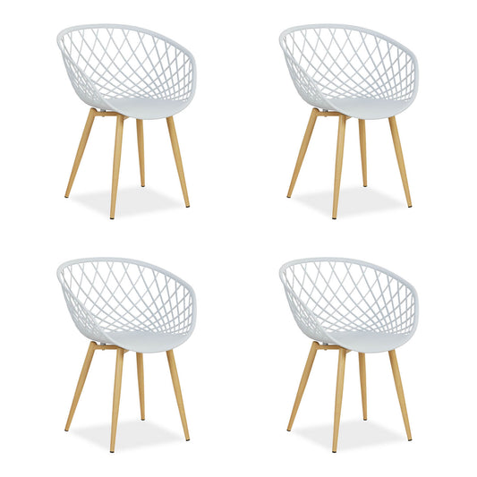 Gartenstuhl mit Armlehnen 4er Set Grau Balkonstühle Kunststoff