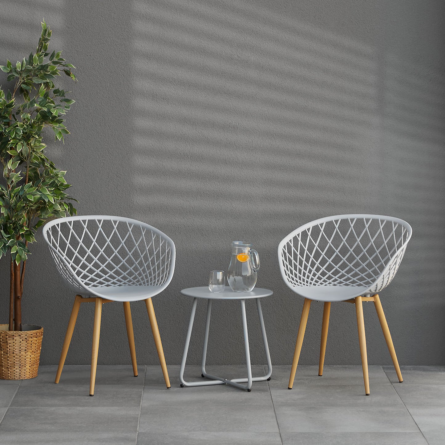 Gartenstuhl mit Armlehnen 6er Set Grau Balkonstühle