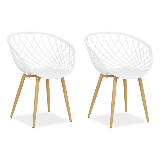 Gartenstuhl mit Armlehnen 2er Set Weiss Balkonstühle Kunststoff