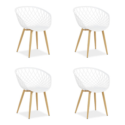 Gartenstuhl mit Armlehnen 4er Set Gartensessel Weiss Balkonstühle