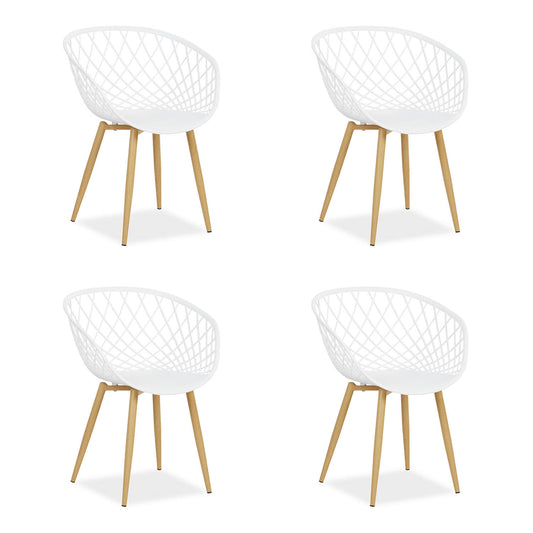 Gartenstuhl mit Armlehnen 4er Set Gartensessel Weiss Balkonstühle