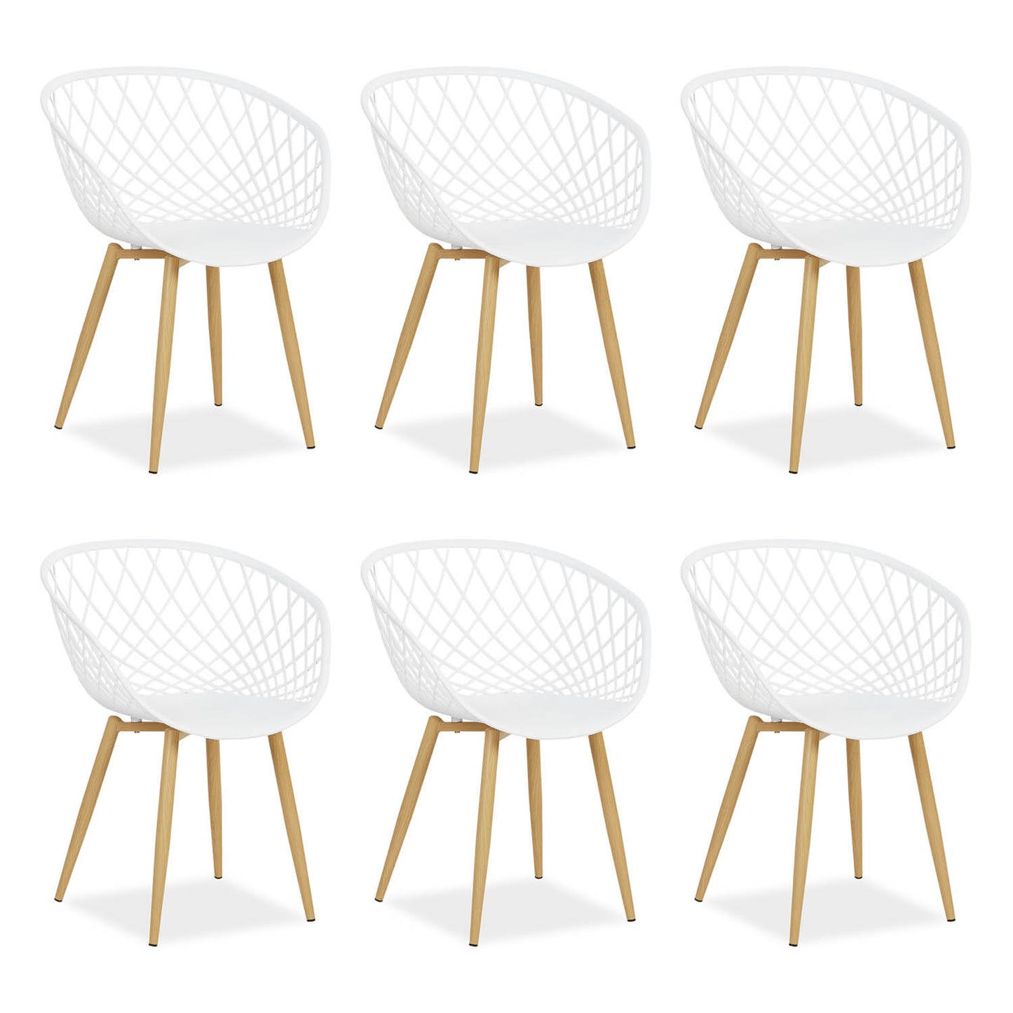 Gartenstuhl mit Armlehnen 6er Set Gartensessel Weiss Balkonstühle