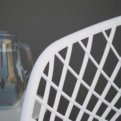 Gartenstuhl mit Armlehnen 6er Set Gartensessel Weiss Balkonstühle