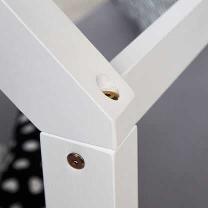 Kinderbett 80x160 cm mit Matratze Hausbett Weiss Bodenbett Montessori Lattenrost