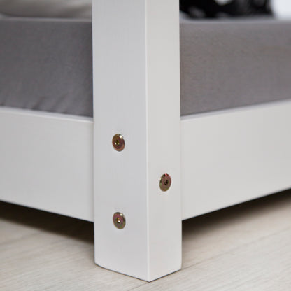 Kinderbett 80x160 cm mit Matratze Hausbett Weiss Bodenbett Montessori Lattenrost