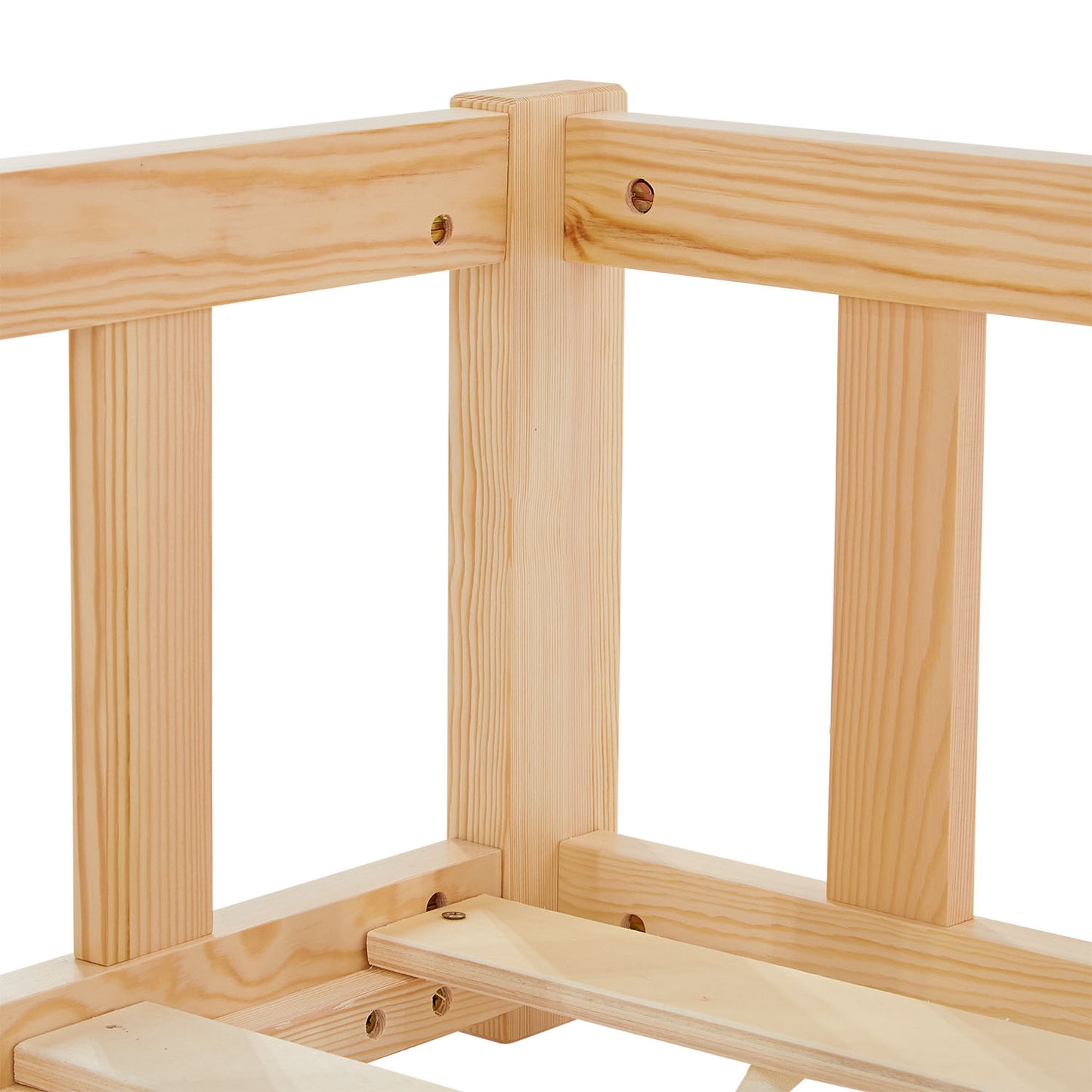 Kinderbett 90x200 Natur | Bodenbett mit Lattenrost | mit Rausfallschutz | Montessori