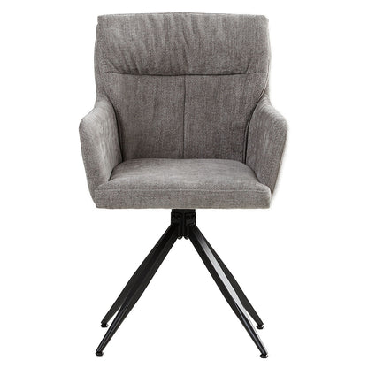 Polsterstuhl Leinen Grau | 4er Set | drehbar | mit Armlehnen | Küche Esszimmer Büro