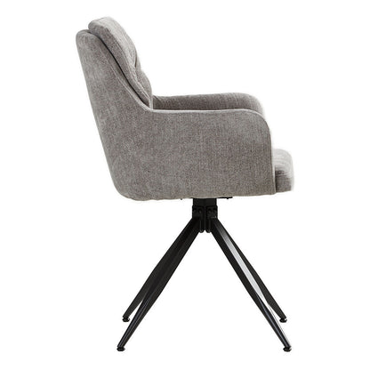 Polsterstuhl Leinen Grau | 4er Set | drehbar | mit Armlehnen | Küche Esszimmer Büro