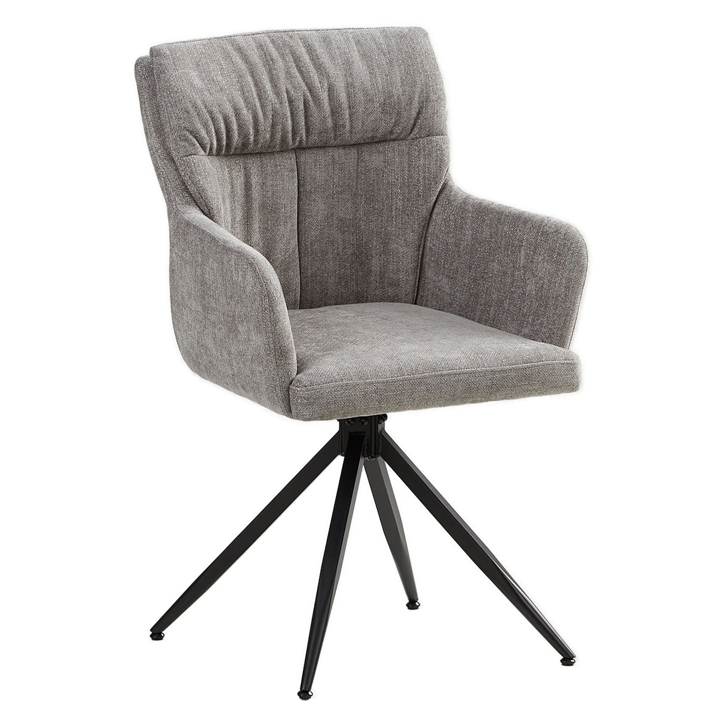 Polsterstuhl Leinen Grau | 4er Set | drehbar | mit Armlehnen | Küche Esszimmer Büro