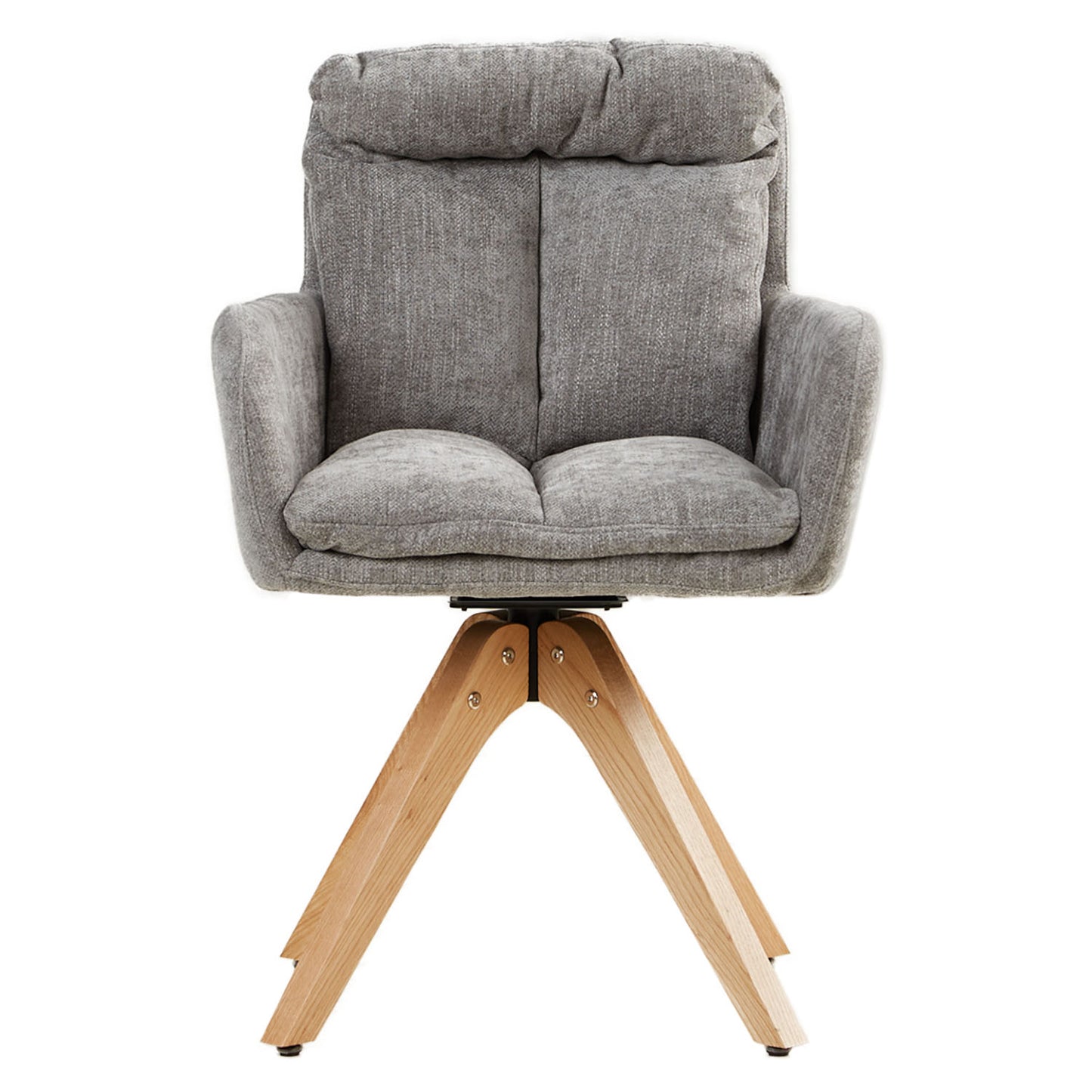 Polsterstuhl Leinen Grau mit Sitzkissen | 4er Set | drehbar | mit Armlehnen | Küche Esszimmer Büro