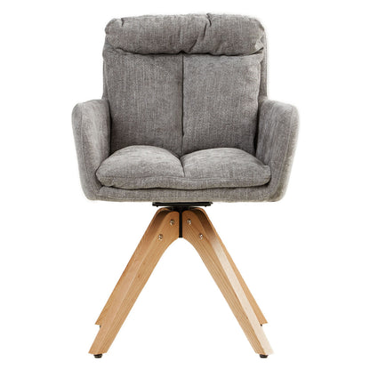 Polsterstuhl Leinen Grau mit Sitzkissen | 4er Set | drehbar | mit Armlehnen | Küche Esszimmer Büro