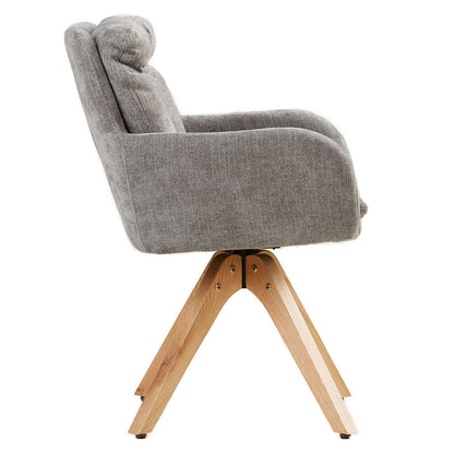 Polsterstuhl Leinen Grau mit Sitzkissen | 4er Set | drehbar | mit Armlehnen | Küche Esszimmer Büro