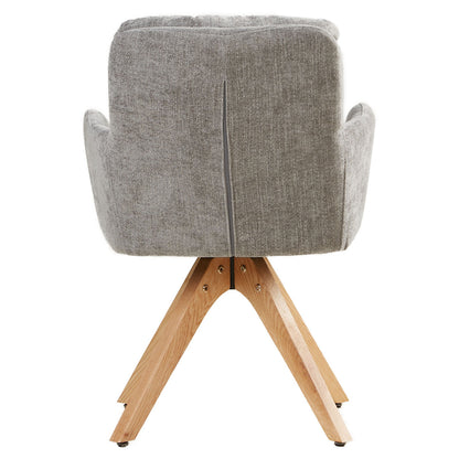 Polsterstuhl Leinen Grau mit Sitzkissen | 4er Set | drehbar | mit Armlehnen | Küche Esszimmer Büro