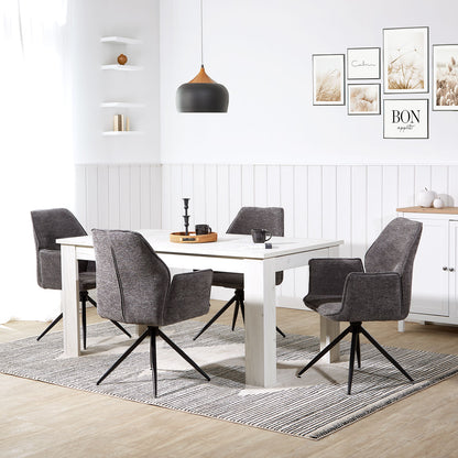 Polsterstuhl Chenille Wolle Grau | 2er Set | drehbar | mit Armlehnen | Küche Esszimmer Büro