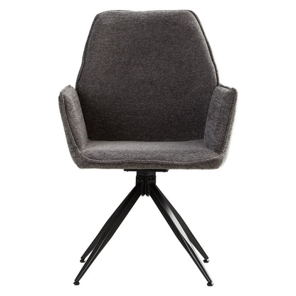 Polsterstuhl Chenille Wolle Grau | 2er Set | drehbar | mit Armlehnen | Küche Esszimmer Büro