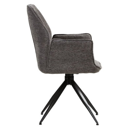 Polsterstuhl Chenille Wolle Grau | 2er Set | drehbar | mit Armlehnen | Küche Esszimmer Büro