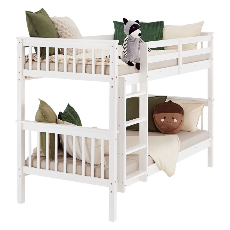 Etagenbett 90x200 cm mit Lattenrost Umbaubar Weiss - Palo24