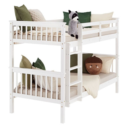 Etagenbett 90x200 cm mit Matratze & Lattenrost umbaubar Weiss - Palo24