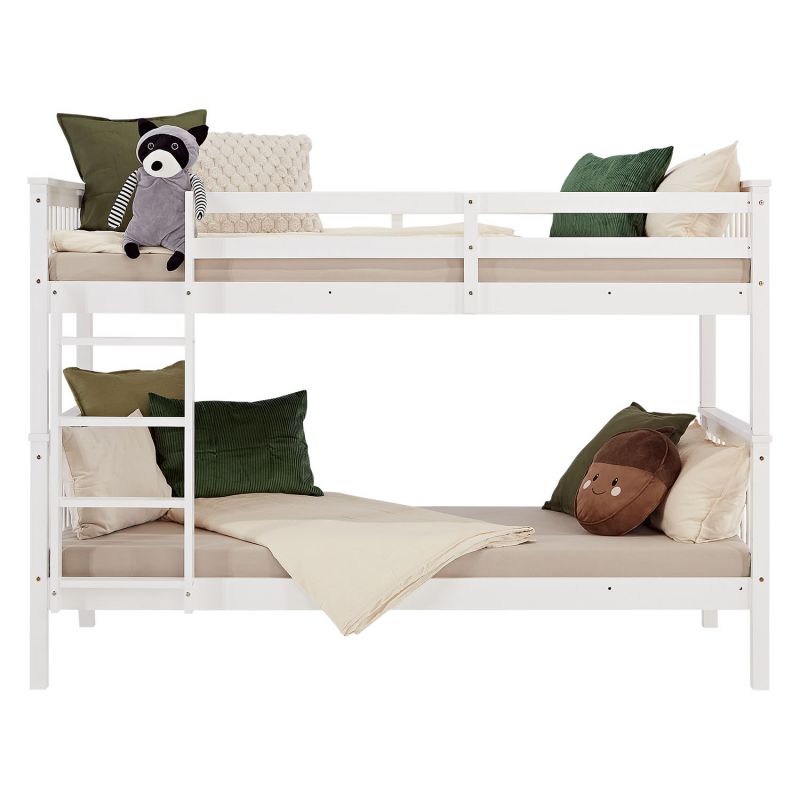 Etagenbett 90x200 cm mit Matratze & Lattenrost umbaubar Weiss - Palo24