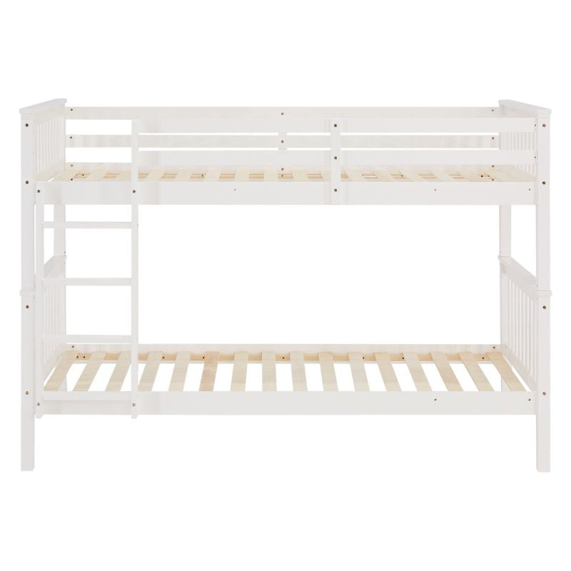 Etagenbett 90x200 cm mit Matratze & Lattenrost umbaubar Weiss - Palo24