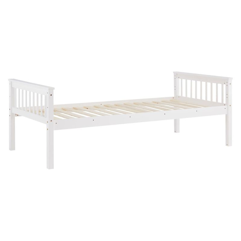 Etagenbett 90x200 cm mit Matratze & Lattenrost umbaubar Weiss - Palo24