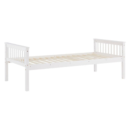 Etagenbett 90x200 cm mit Matratze & Lattenrost umbaubar Weiss - Palo24