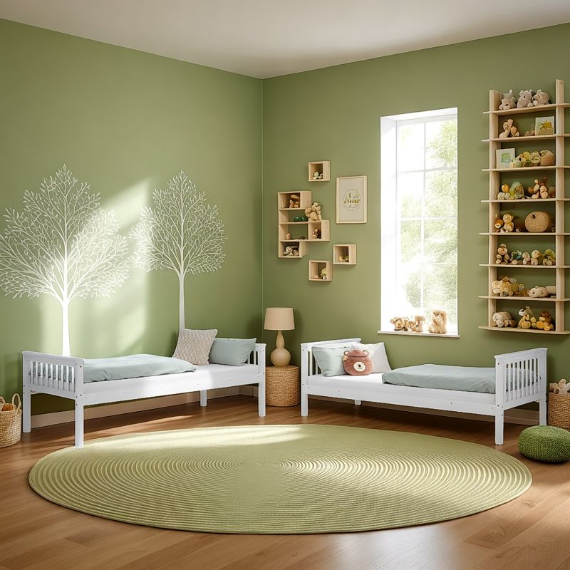 Etagenbett 90x200 cm mit Lattenrost Umbaubar Weiss - Palo24