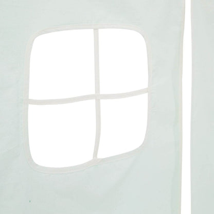 Hochbett Kinderbett 90x200 cm mit Lattenrost Tunnel Vorhang Grün Mintgrün Weiss - Palo24