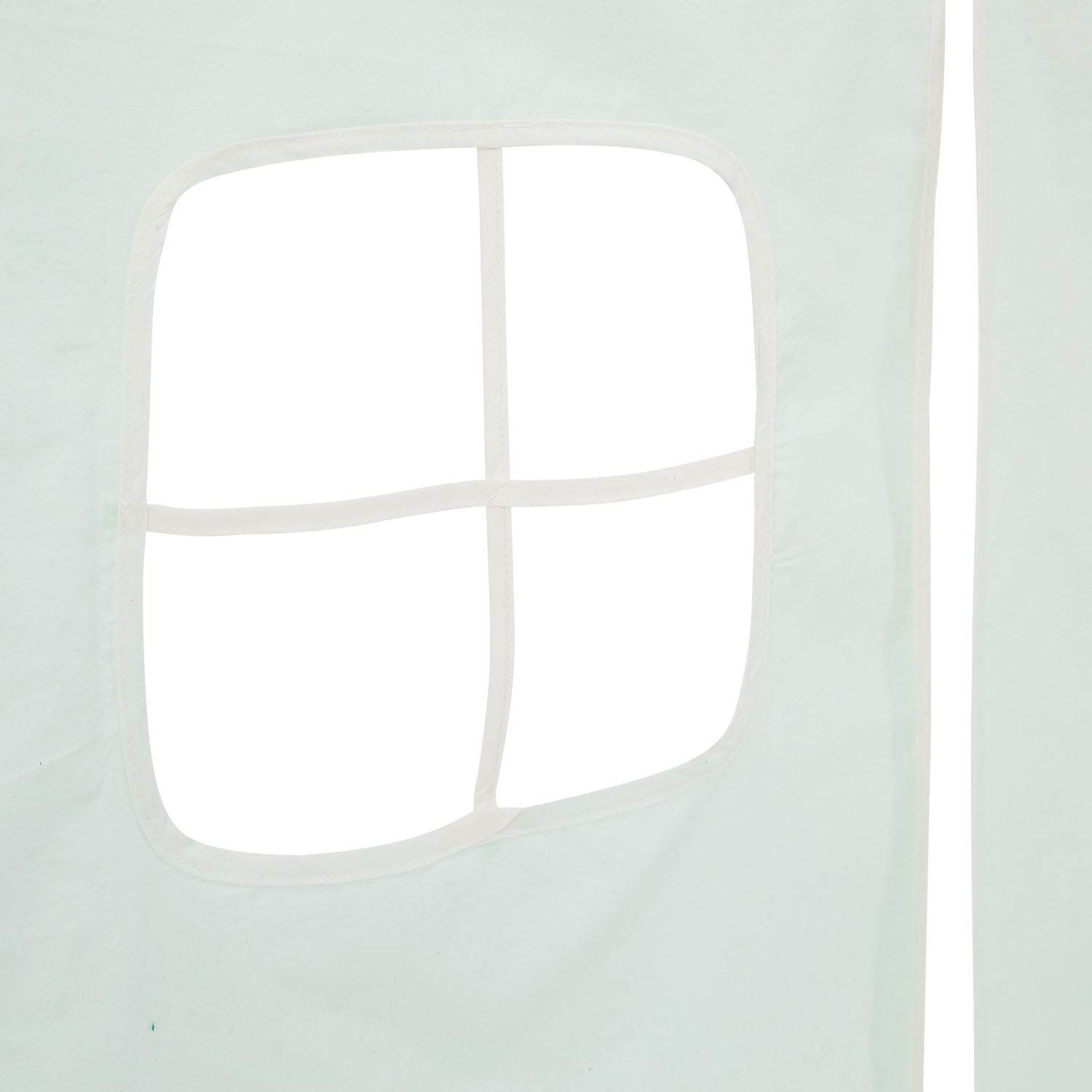 Hochbett Kinderbett 90x200 cm Stockbett Tunnel Vorhang Grün Mintgrün Leiter Weiss - Palo24