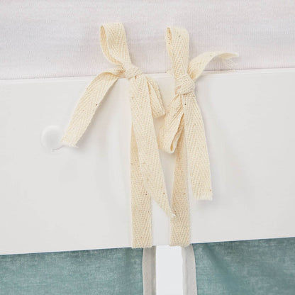 Hochbett Kinderbett 90x200 cm Vorhang Grün Mintgrün Leiter Holz Massiv Weiss - Palo24