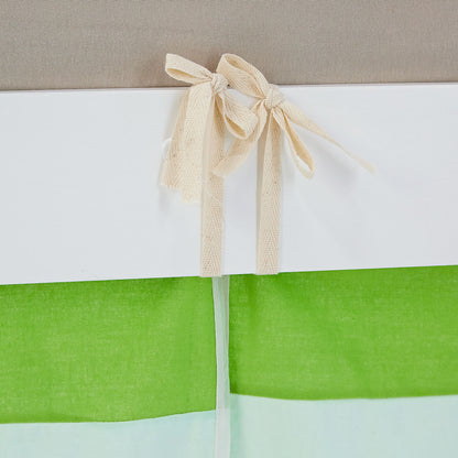 Hochbett Kinder 90x200 cm Weiss mit Vorhang in Grün | ohne Lattenrost