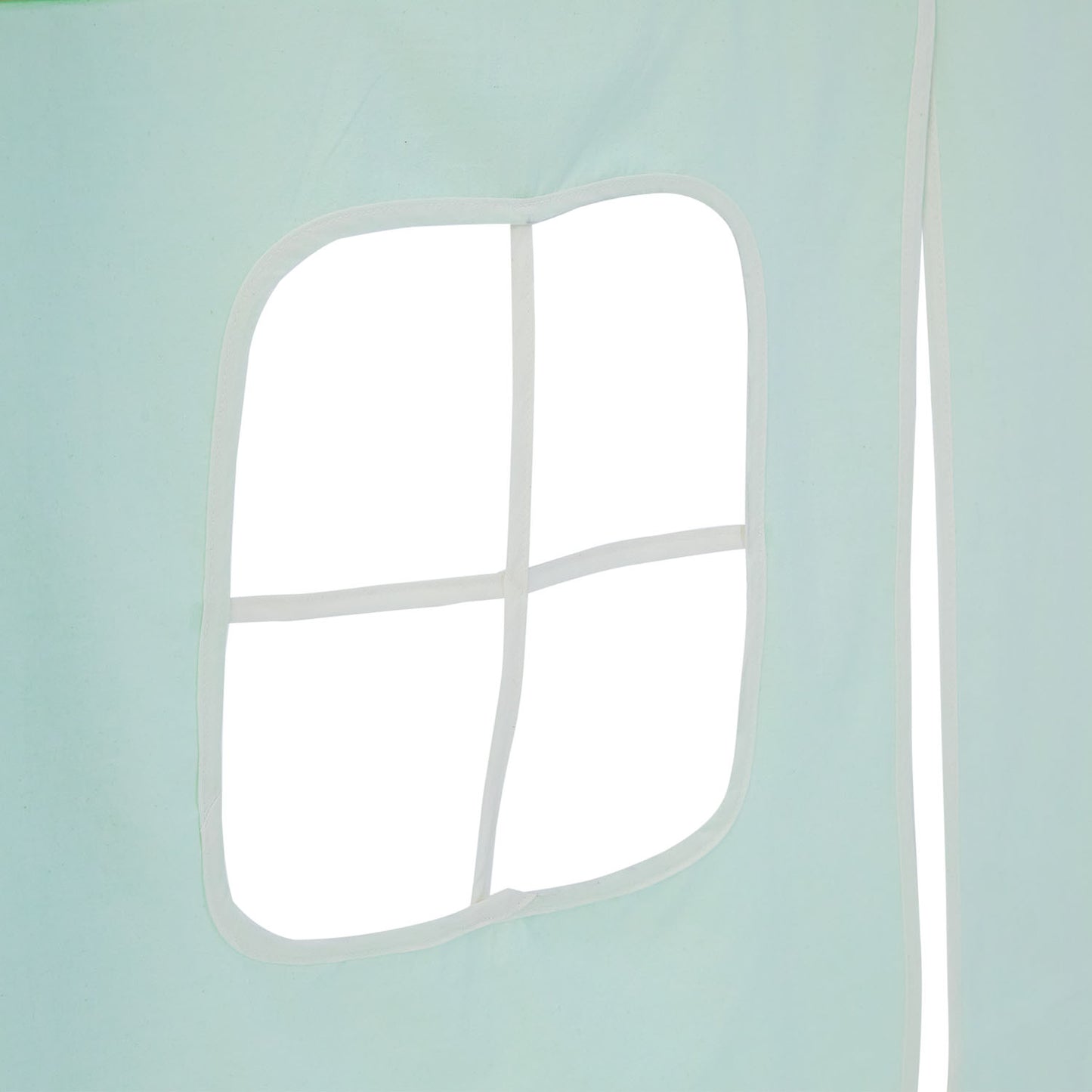 Hochbett Kinder 90x200 cm Weiss mit Vorhang in Grün | mit Lattenrost