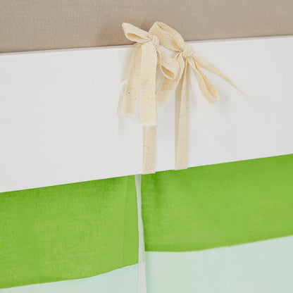 Hochbett Kinder 90x200 cm Weiss mit Vorhang in Grün | mit Lattenrost