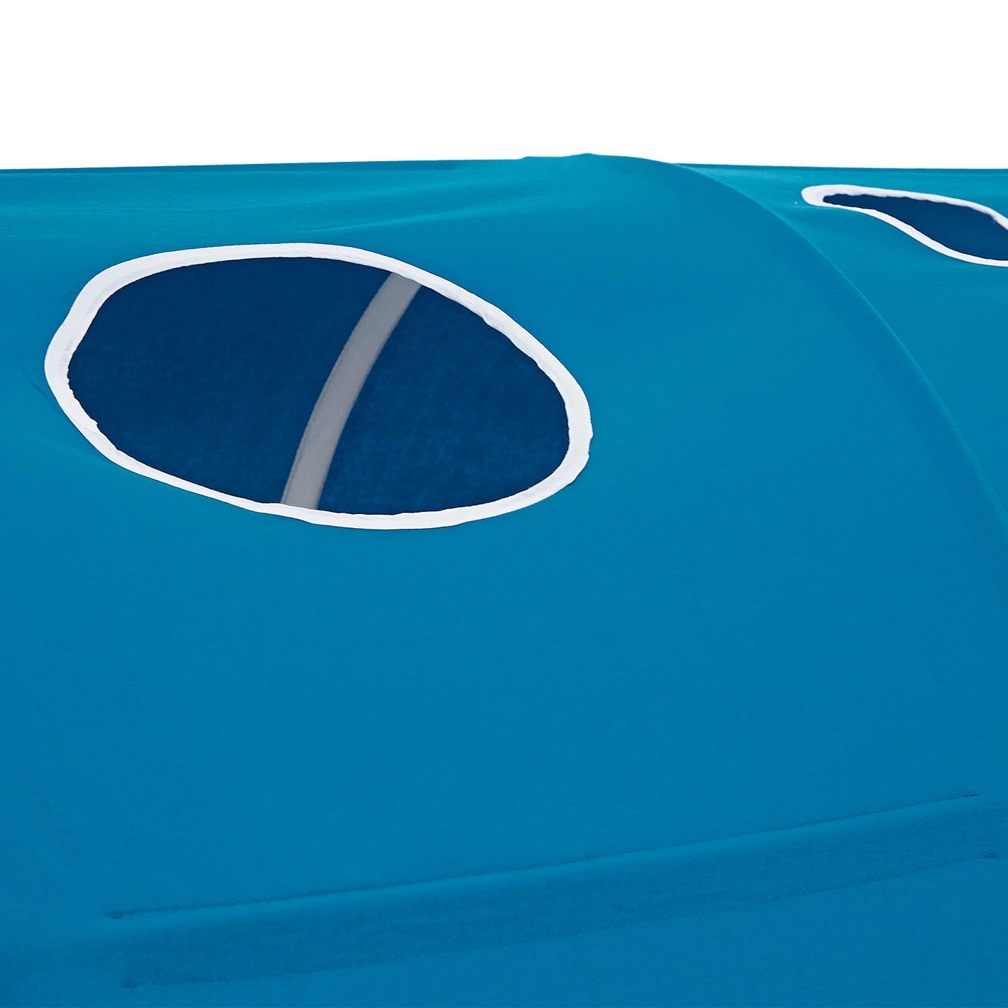 Hochbett Kinder 90x200 cm Weiss mit Vorhang in Blau | Tunnel | mit Lattenrost und Matratze