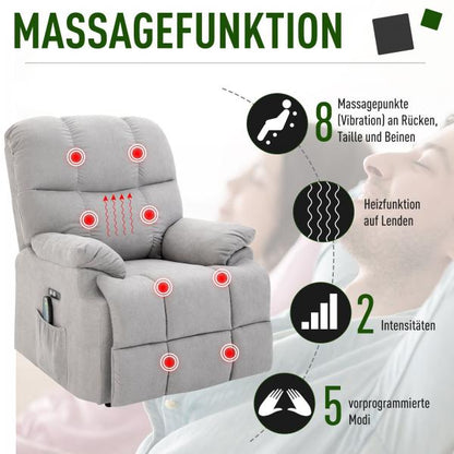 Fauteuil de massage avec fonction chauffante flanelle 83 cm x 95 cm x 105 cm