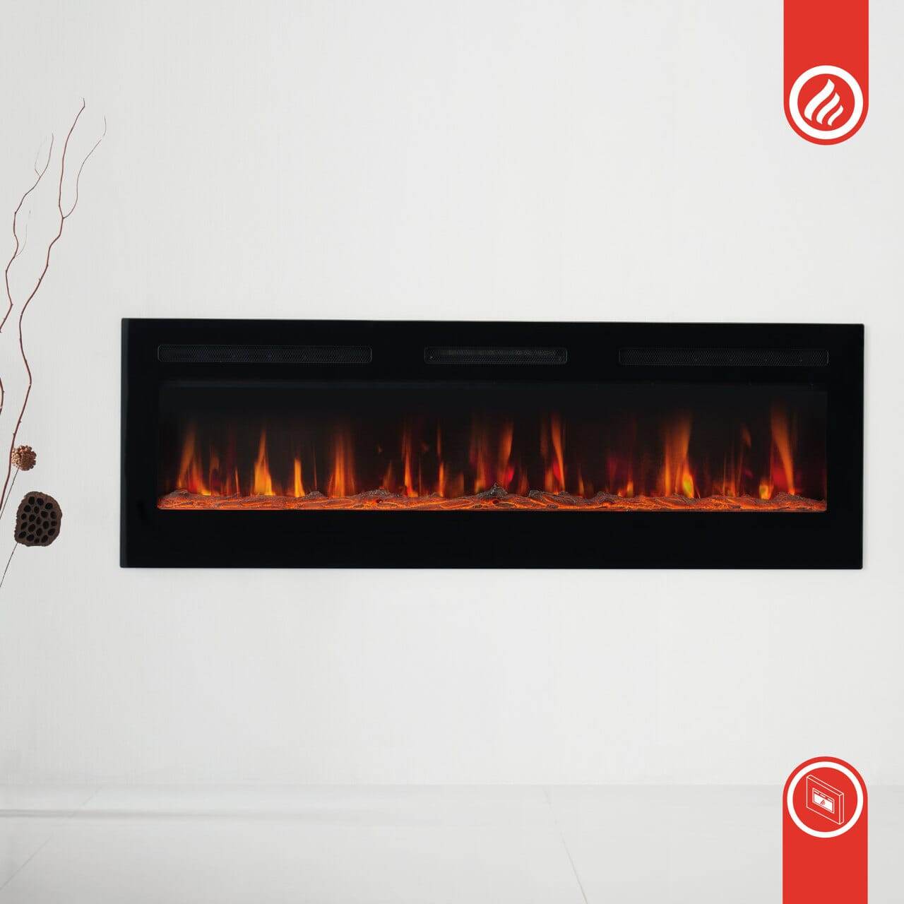 KAMINIO 3-in-1 Elektrokamin MARLON mit Heizung, 3D-Flammeneffekt - 60 Zoll - Palo24