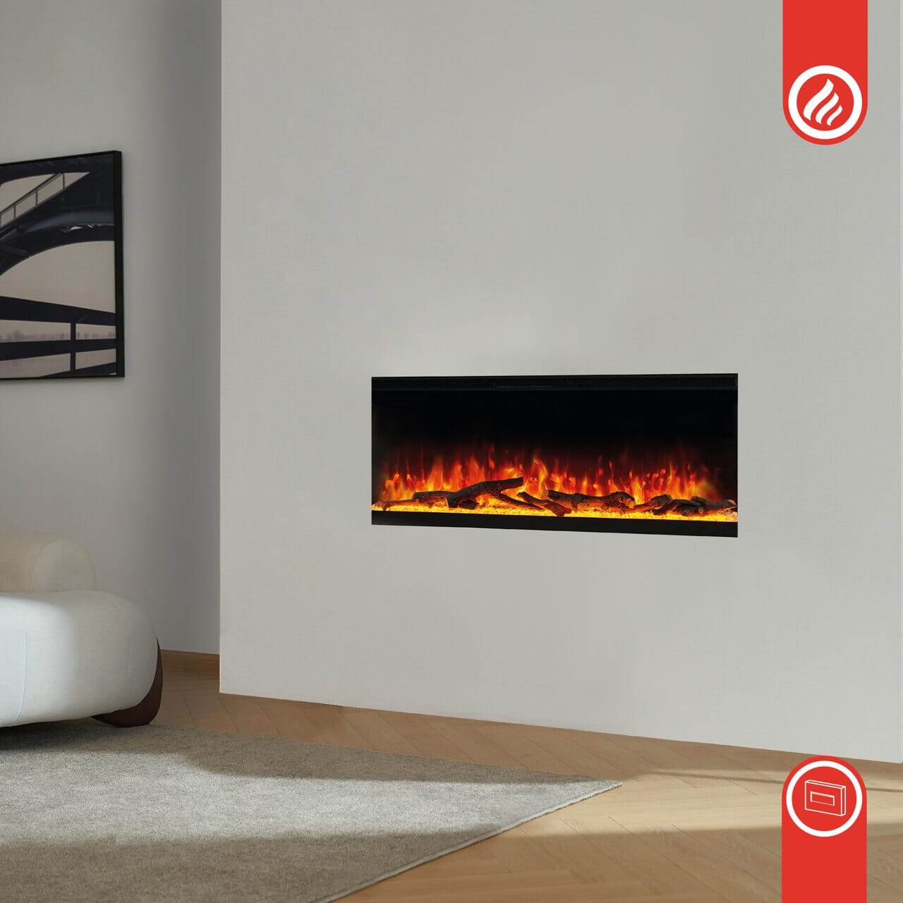 KAMINIO 3-in-1 Elektrokamin LEA - Panoramaview 50 Zoll Schwarz - Palo24