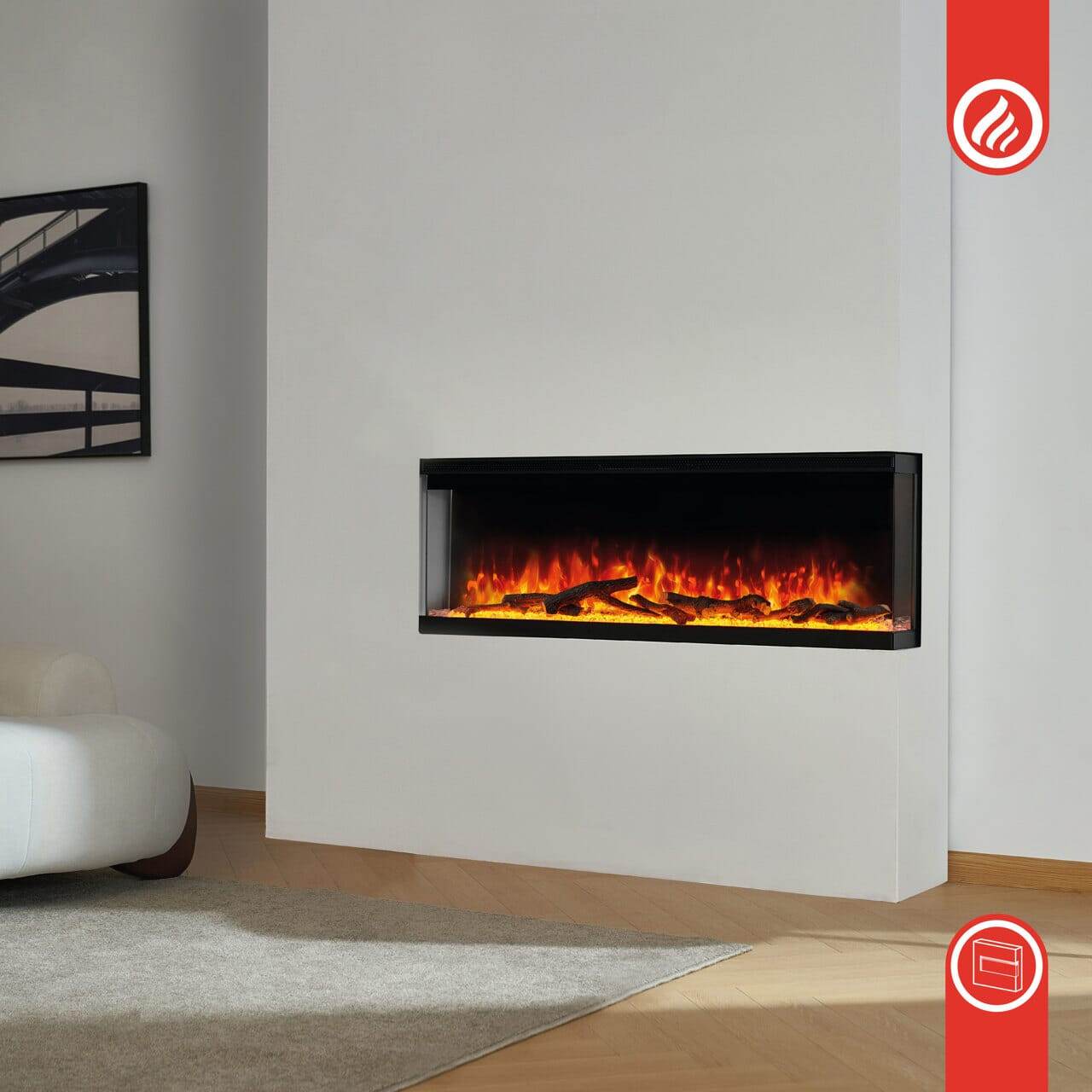 KAMINIO 3-in-1 Elektrokamin LEA - Panoramaview 36 Zoll Schwarz - Palo24