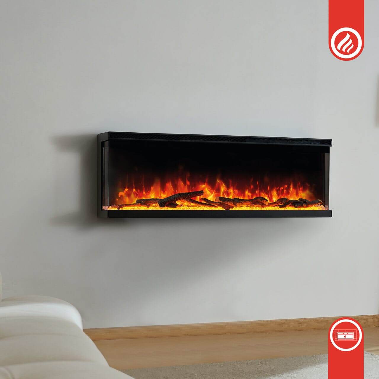 KAMINIO 3-in-1 Elektrokamin LEA - Panoramaview 36 Zoll Schwarz - Palo24