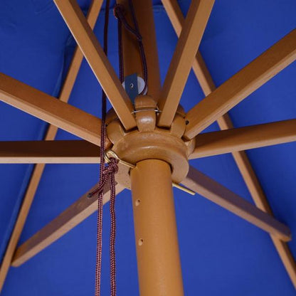 Holz Sonnenschirm 300x245cm Gartenschirm Balkonschirm Blau