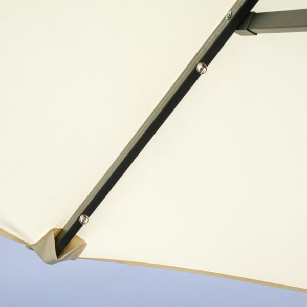 Doppelschirm, Terrassenschirm, neigbar, mit Solarpaneel, 35 LEDs, Stahlrahmen, beige, 2,95 x 1,50 x 2,19 m - Palo24