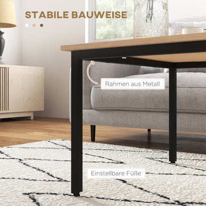 Couchtisch Metallbeine Natur + Schwarz